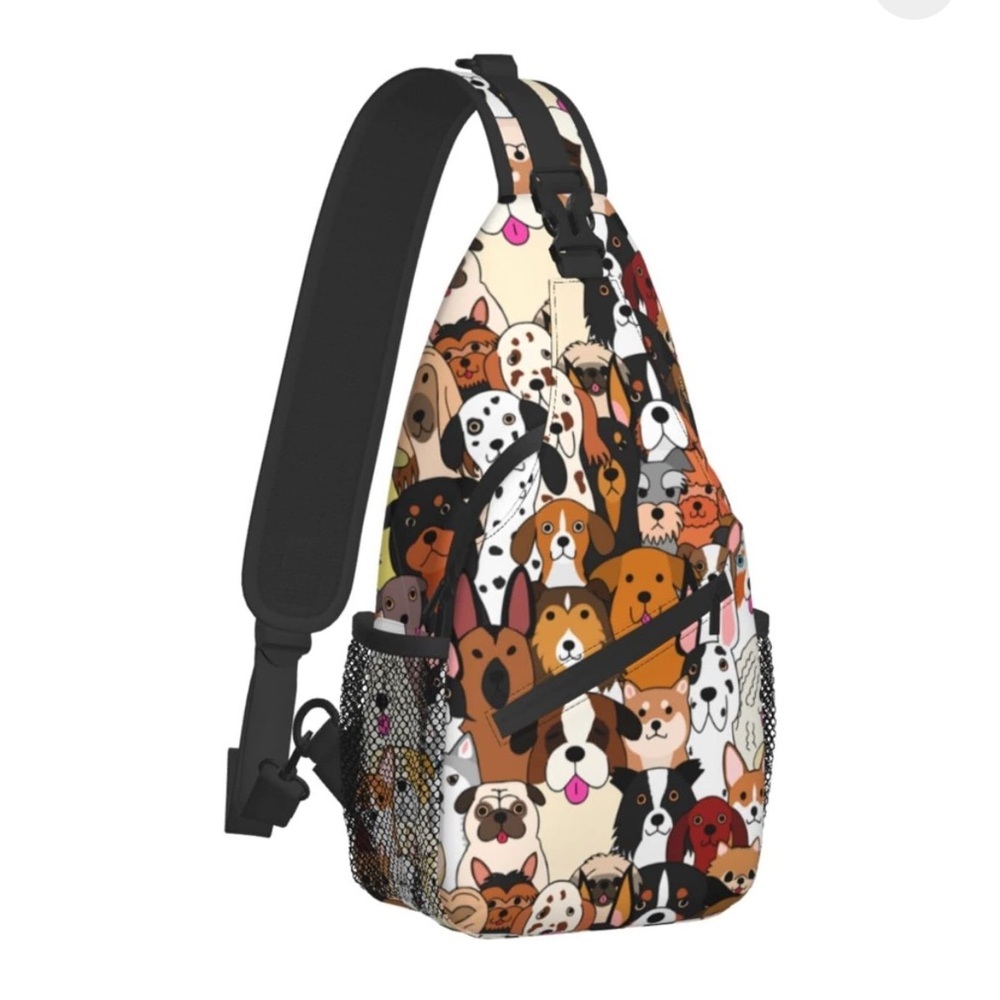 Colorful Dog Print Sling Backpack​